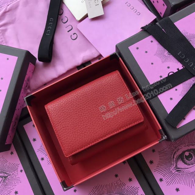 Gucci錢包 古馳新款翻蓋長錢包 Gucci女錢包 456116大紅全皮  gdj1182